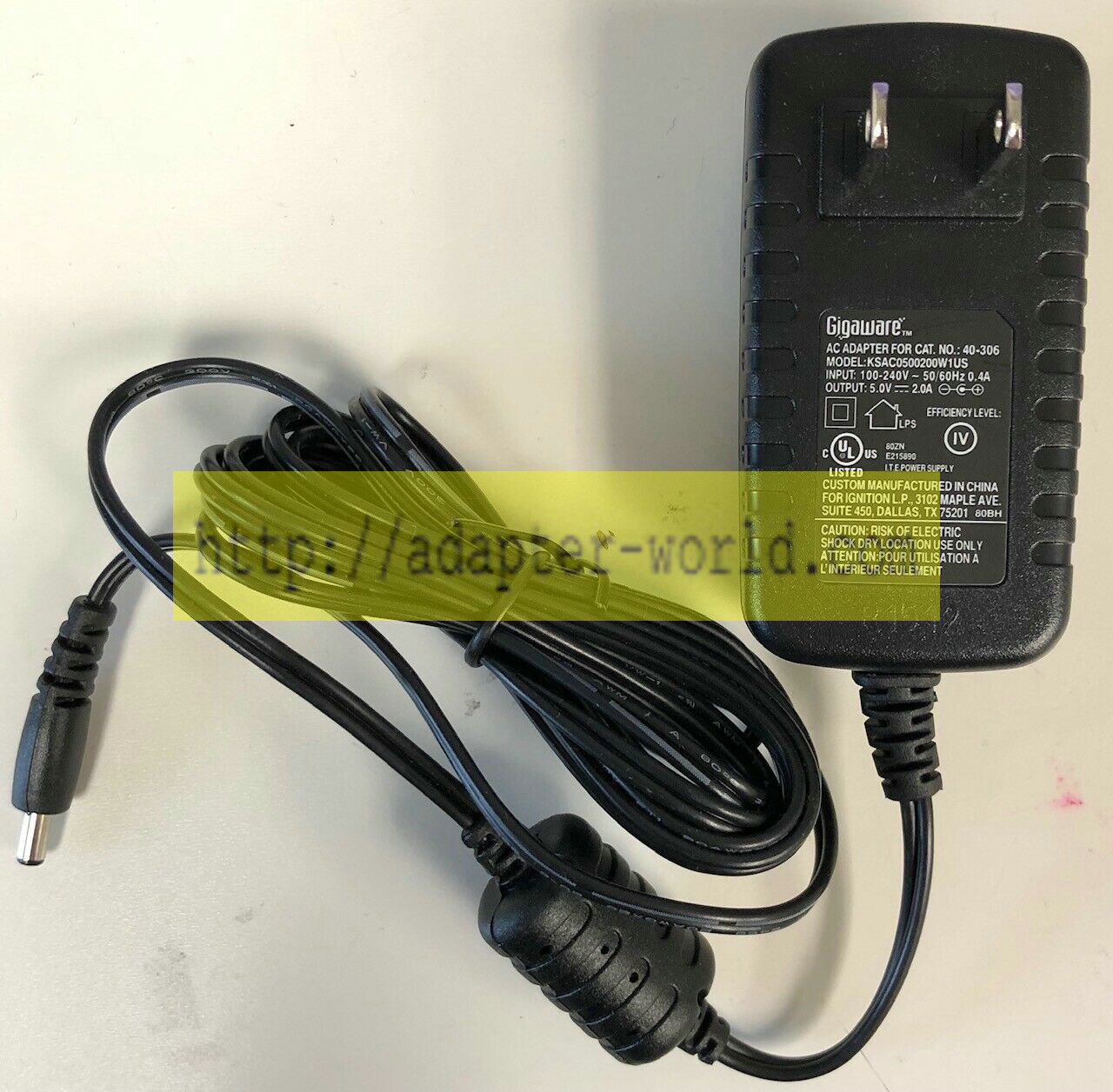 *Brand NEW*Gigaware KSAC0500200W1US 40-306 5.0V 2.0A AC DC Adapter POWER SUPPLY - Click Image to Close